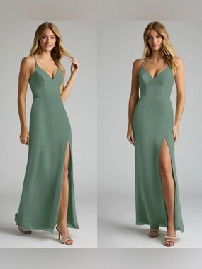 Azazie Becca Sheath V-Neck Chiffon Dress | Size A4